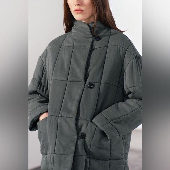 ZARA DOUBLE BREASTED QUILTED BOHO JACKET ZW COLLECTION - Picture 8 of 12